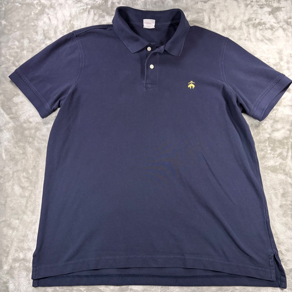 Brooks Brothers Mens Performance Polo Shirt Navy Blue Original Fit Large Cotton